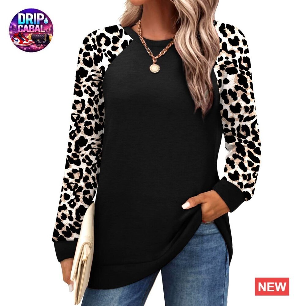 Raglan Sleeve Tunic Sweatshirt Lightweight Cozy Oversized Fall Fashion Top